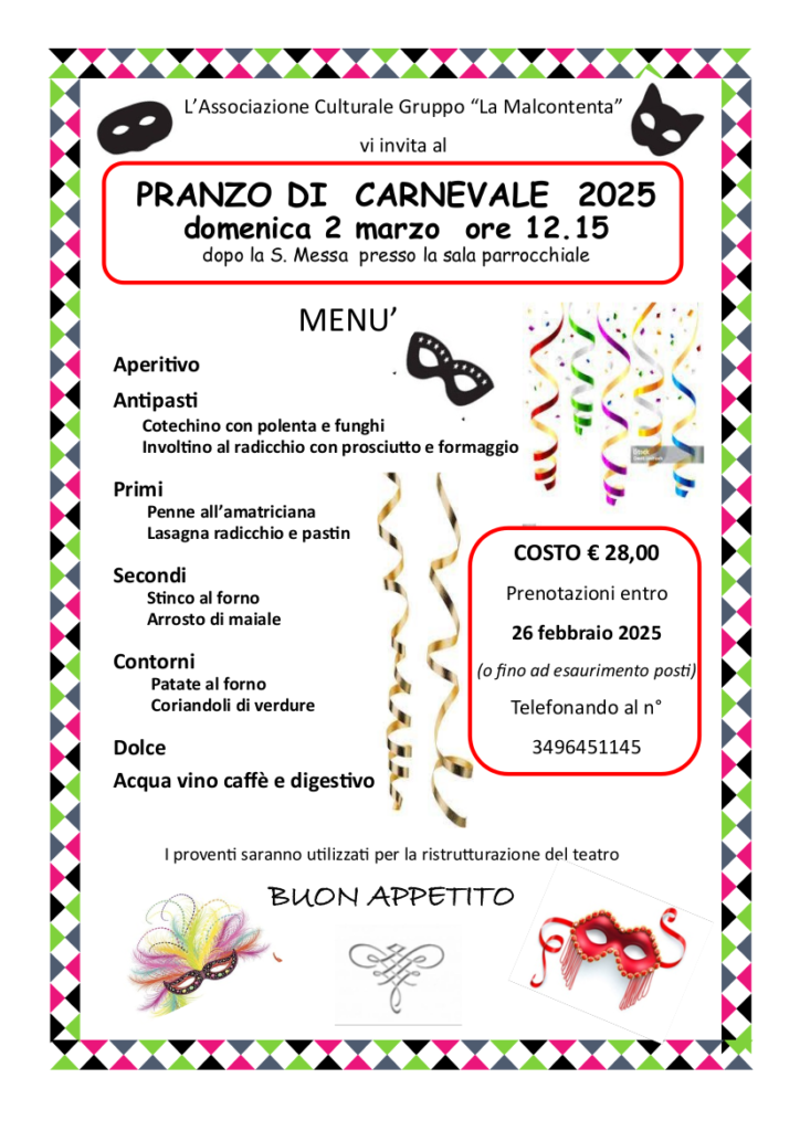 pranzo carnevale 2025